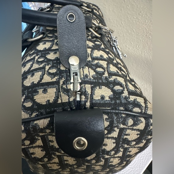 Vintage Christian Dior Large Boston Trotter Bag w Authentic DIOR Key Ring - Picture 10 of 14